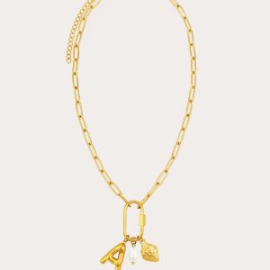 Carabiner Initial Charm Necklace
