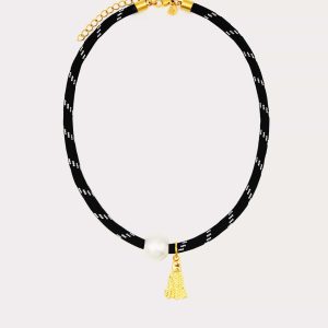 Tassel Pearl Charm Paracord Necklace
