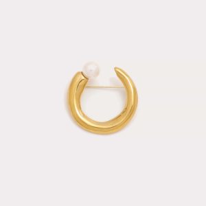 Crescent Pearl Brooch