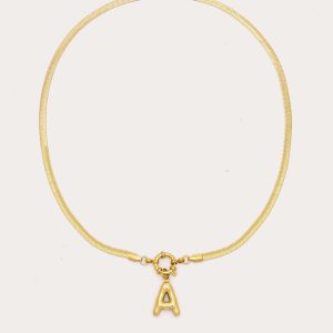 Bubble Initial Herringbone Necklace