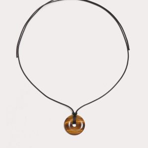 Stone Disc Corded Necklace