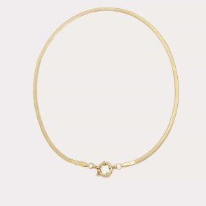 Herringbone Round Carabiner Necklace