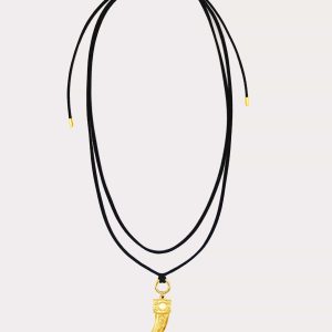 Horn Corded Tie Necklace